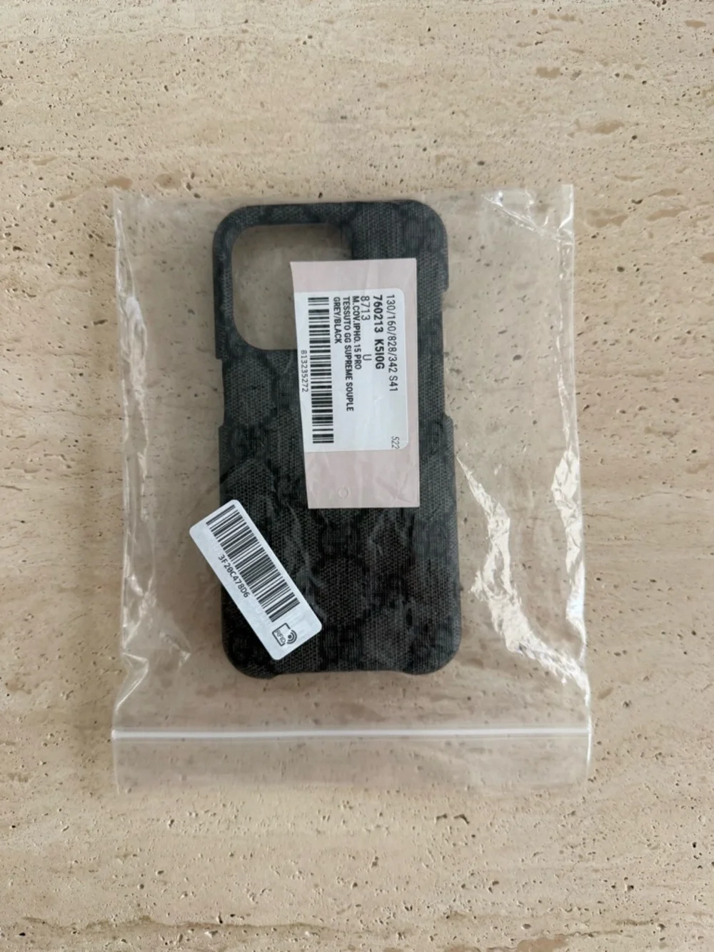 NWT Authentic Gucci Ophidia GG Supreme iPhone 15 Pro Case Grey/Black